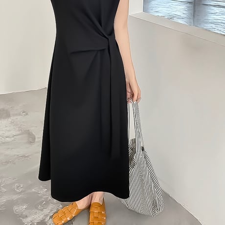 twist knot relaxed maxi dress /2color　NK2394