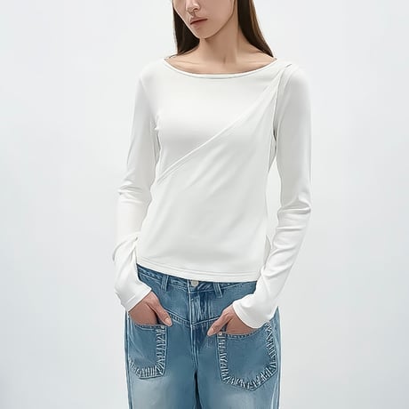 asymmetric layered long sleeve tee /2color　NK2339