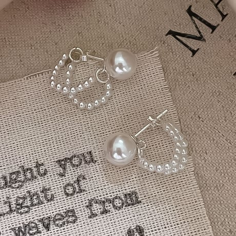 double hoop pearl studs　NK2350