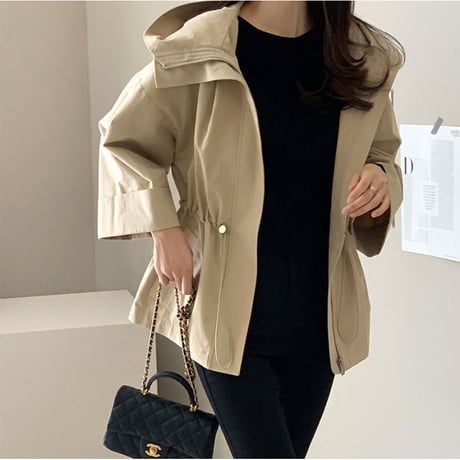 hooded jacket with drawstring waist /3color　NK2667