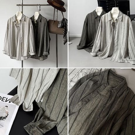 stripe relaxed loose shirt /2color　NK2655