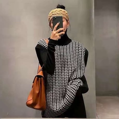 monotone high neck vest　NK2634