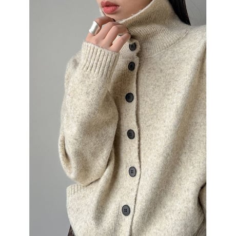high neck knit cardigan /2color　NK2607
