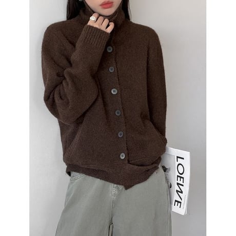 high neck knit cardigan /2color　NK2607