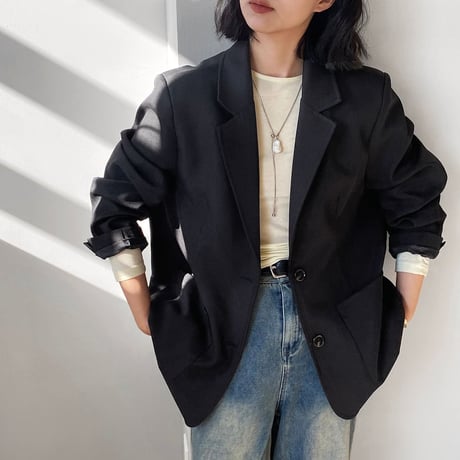 buckled apron layered jacket /2color　NK2579