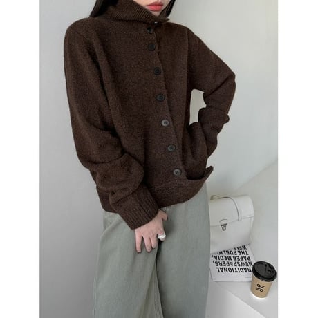 high neck knit cardigan /2color　NK2607