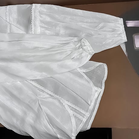 lace layered ribbon blouse　NK2395