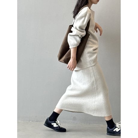 back button knit skirt set up /2color　NK2686