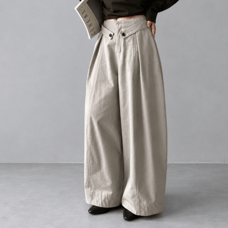 waist button tab wide pants　NK2614