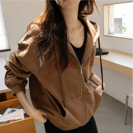 embroidered zip-up hoodie　NK2630