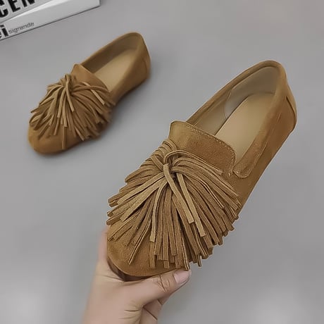 fringe tassel suede loafers /4color　NK2234