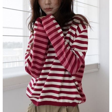 color block border pullover　NK2611