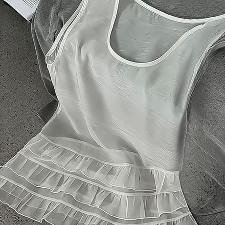 tiered ruffle sheer vest /2color　NK2290