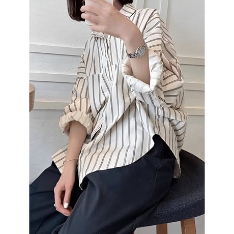 stripe shirt with back design　NK2671