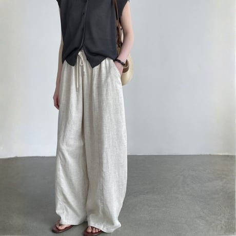 relaxed linen wide pants /5color　NK2379