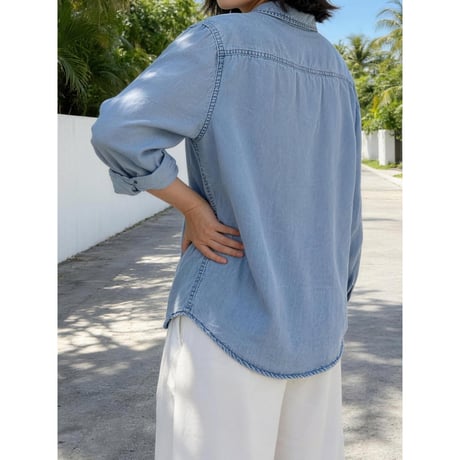relaxed denim long shirt /2color　NK2514