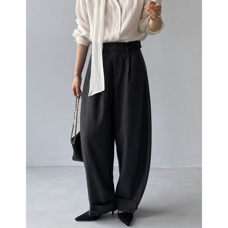 roll-up button hem tuck wide pants　NK2646