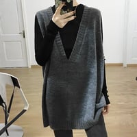 deep vneck loose knit vest /3color　NK2680