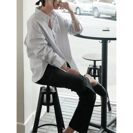 stripe side slit long shirt　NK2676