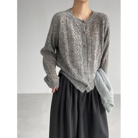 cable knit cardigan/3color　NK2657