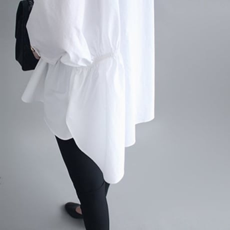 side gather band collar blouse /2color　NK2442