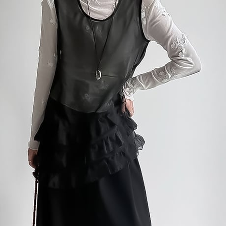 tiered ruffle sheer vest /2color　NK2290