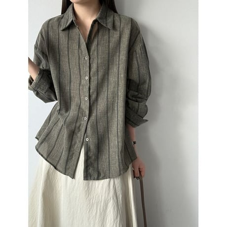 stripe relaxed loose shirt /2color　NK2655