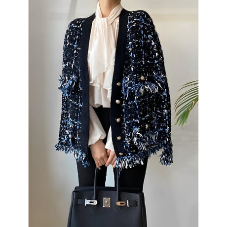 tweed knit cardigan /2color　NK2513