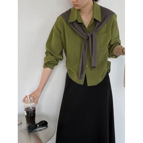 knit shawl loose shirt set /2color　NK2656