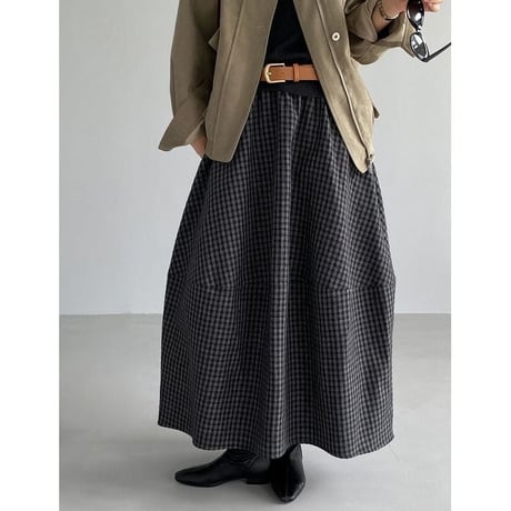 check print long skirt　NK2648