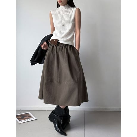 pouch belt flared skirt /3color　NK2559