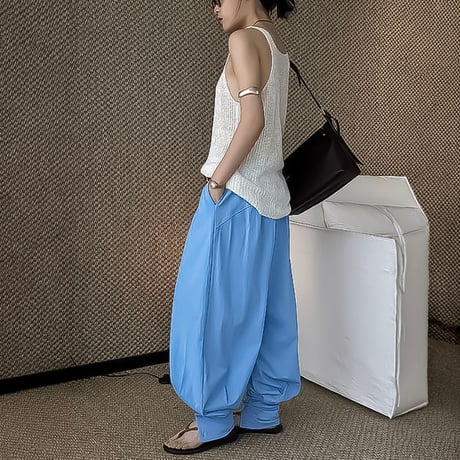 button hem easy balloon pants /2color　NK2389