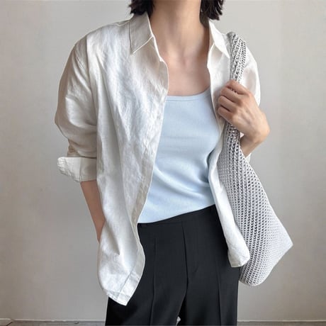 natural linen blend long shirt /2color　NK2515
