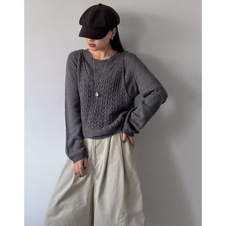 knit vest & pullover set /4color　NK2641