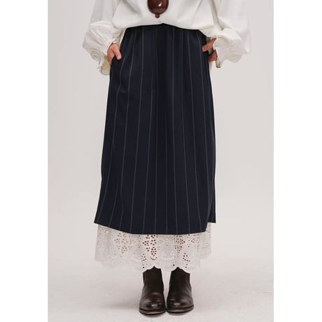 lace hem stripe skirt　NK2642