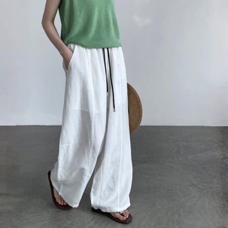 relaxed linen wide pants /5color　NK2379