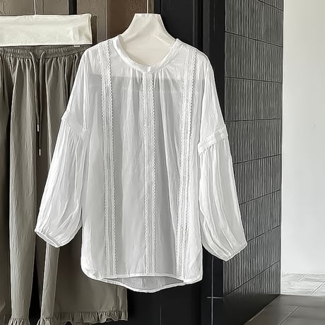 lace layered ribbon blouse　NK2395