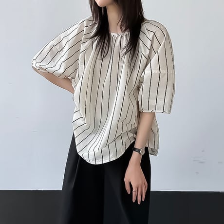 back button stripe blouse　NK2401