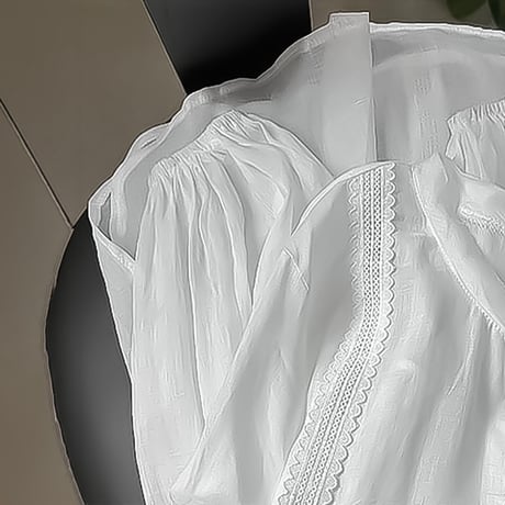 lace layered ribbon blouse　NK2395