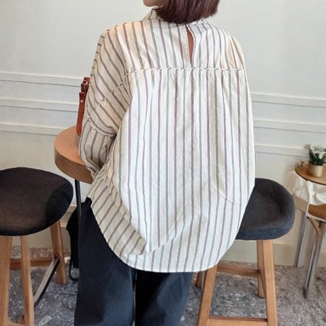 stripe shirt with back design　NK2671