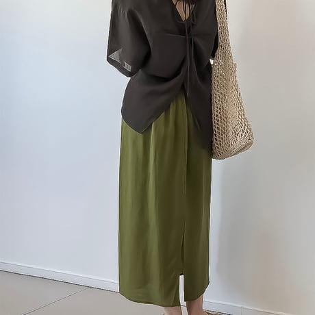 relaxed straight maxi skirt /4color　NK2398