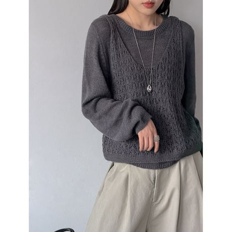 knit vest & pullover set /4color　NK2641