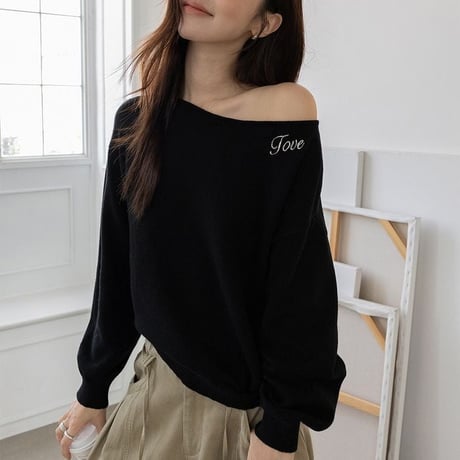 lettering knit pullover　NK2605