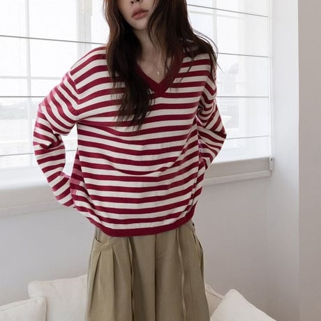 color block border pullover　NK2611