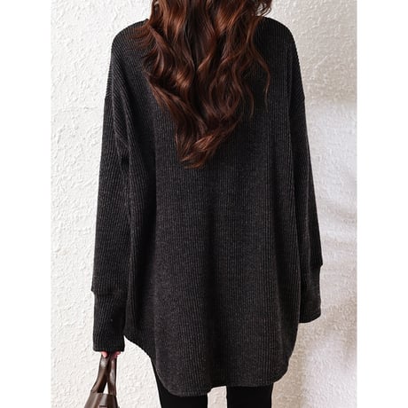 asymmetric hem v-neck knit　NK2684