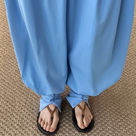 button hem easy balloon pants /2color　NK2389