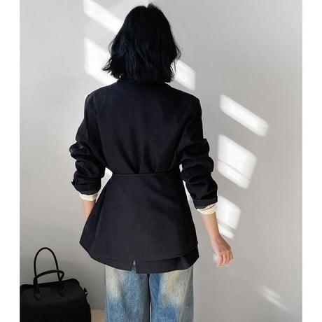 buckled apron layered jacket /2color　NK2579