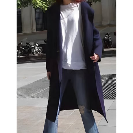 hooded long knit cardigan　NK2678