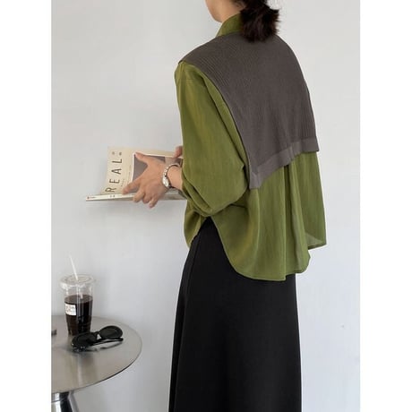 knit shawl loose shirt set /2color　NK2656