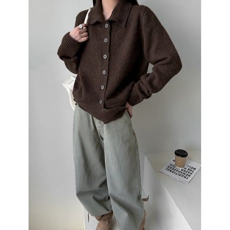 high neck knit cardigan /2color　NK2607